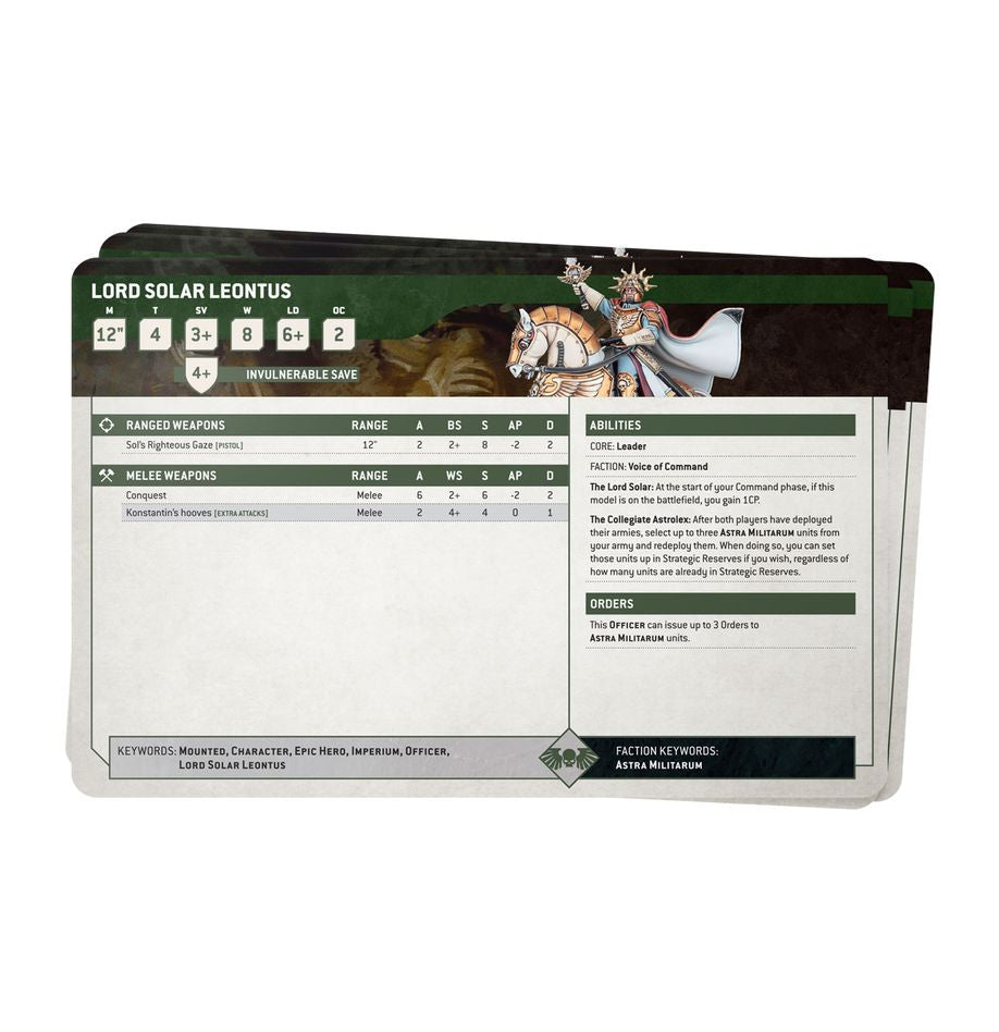 Astra militarium data sheet cards